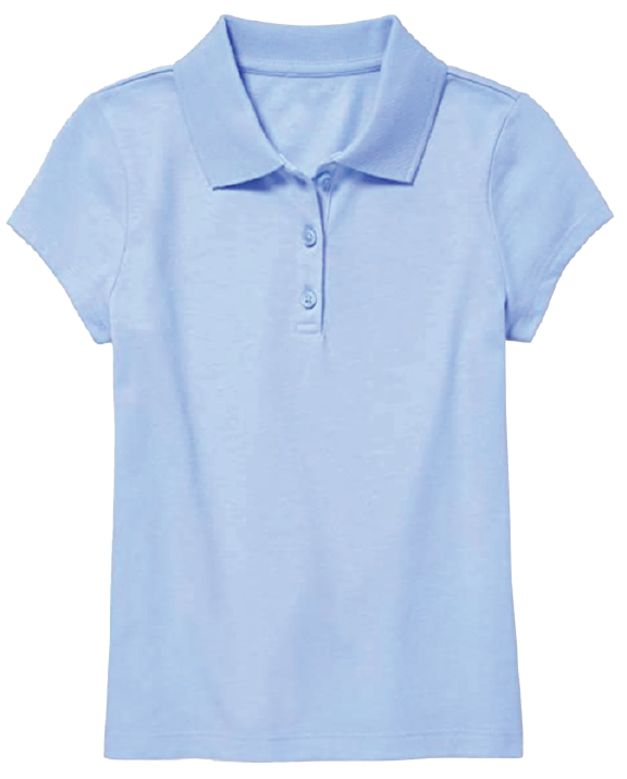 Girls Short Sleeve Polo-Light Blue