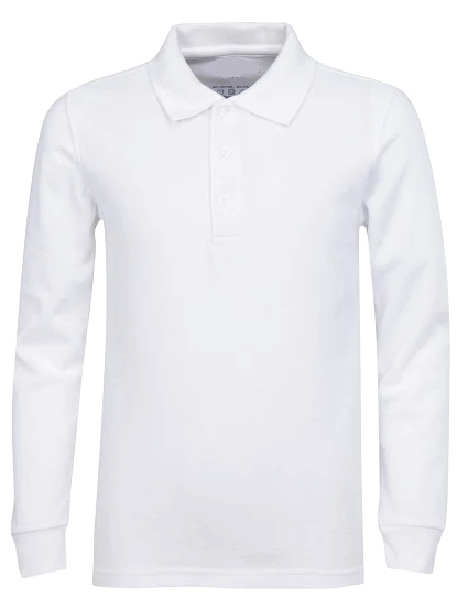 Boys Long Sleeve Polo-White