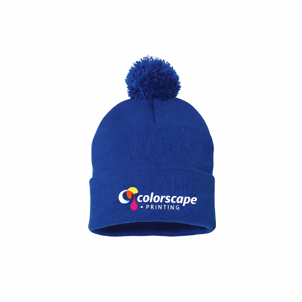 Custom Embroidered Pom Pom Knit Beanie