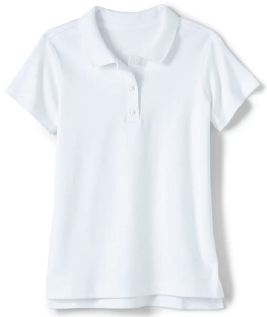 Girls Short Sleeve Polo Shirt-White