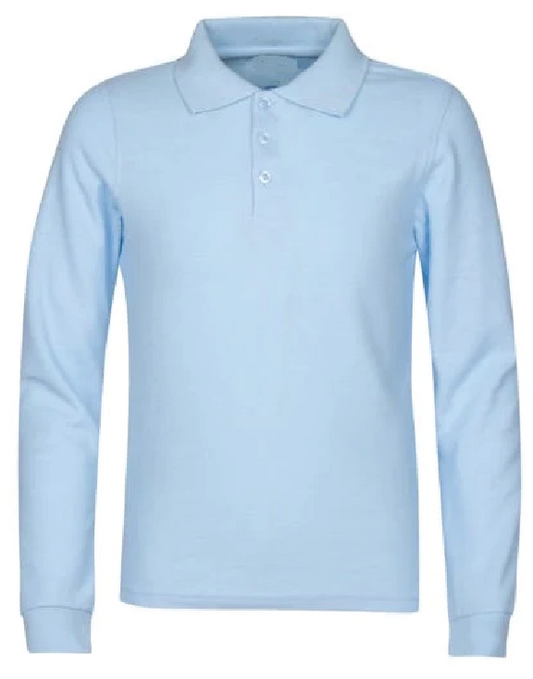 Boys Long Sleeve Polo-Light Blue