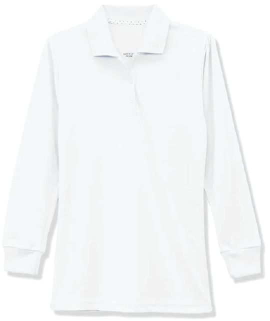 Girls Long Sleeve Polo-White