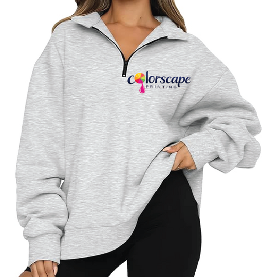 Custom Logo Women’s Oversized Half-Zip Fleece Pullover